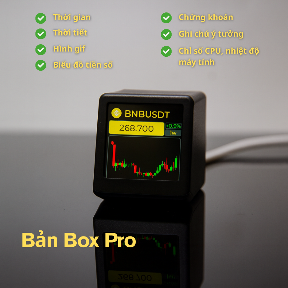 Smart Cube màn hình trang trí cho desktop - Màn hình thông minh hiển thị giờ, thời tiết, thông tin